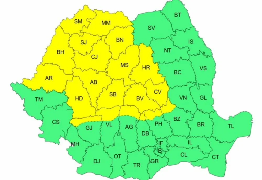 Alerte COD GALBEN de vreme instabilă în majoritatea regiunilor, marți și miercuri
